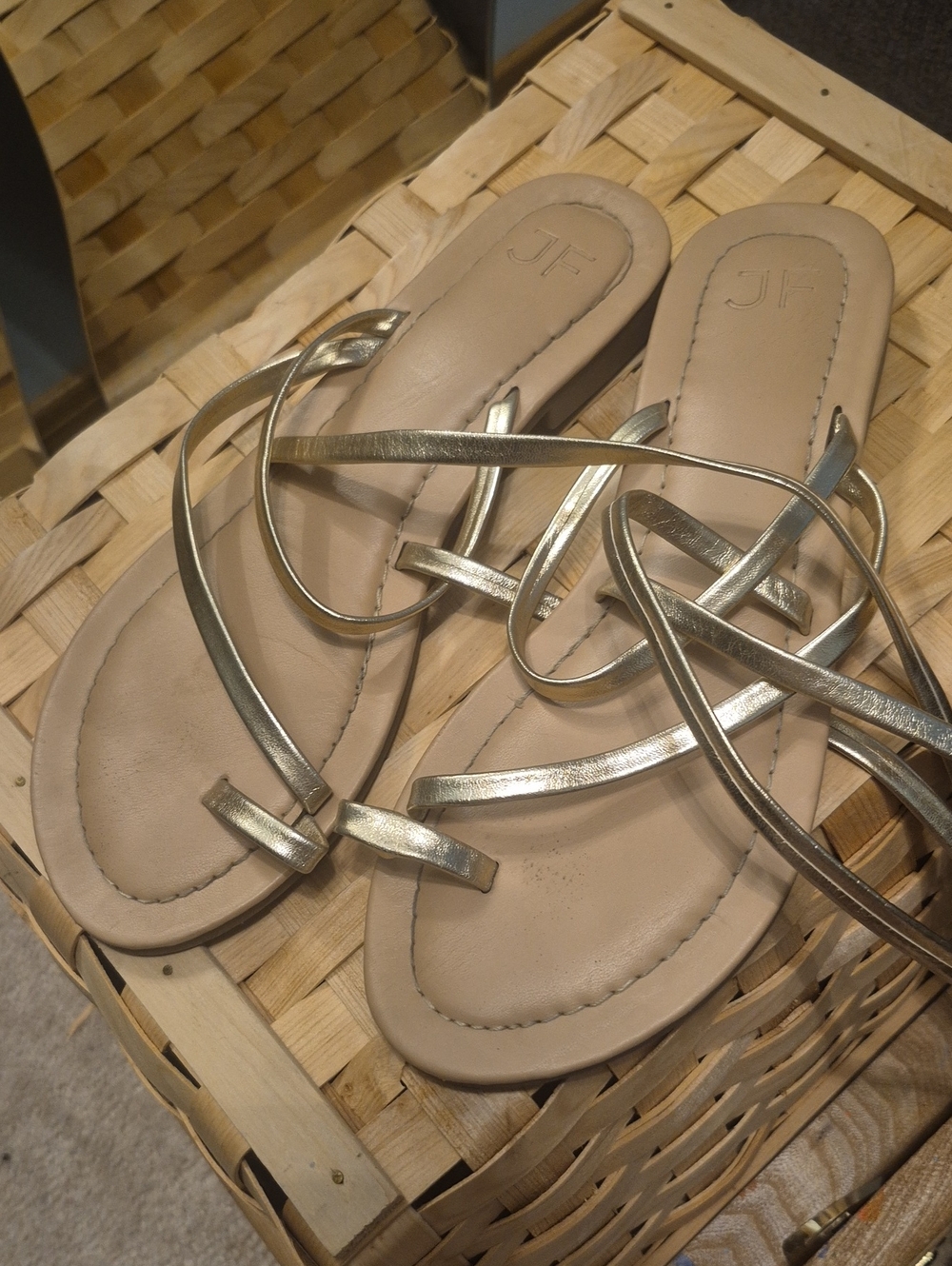 JustFab Metallic Gold Lace-Up Sandals